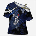 Geelong Football Club Cross Shoulder Shirt Cats Muscular Mascot Graphic - Abstract Paint Splatter Art