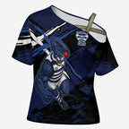 Geelong Football Club Cross Shoulder Shirt Cats Muscular Mascot Graphic - Abstract Paint Splatter Art