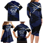 Geelong Football Club Family Matching Long Sleeve Bodycon Dress and Hawaiian Shirt Cats Muscular Mascot Graphic - Abstract Paint Splatter Art