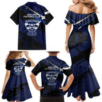 Geelong Football Club Family Matching Mermaid Dress and Hawaiian Shirt Cats Muscular Mascot Graphic - Abstract Paint Splatter Art