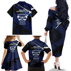 Geelong Football Club Family Matching Off The Shoulder Long Sleeve Dress and Hawaiian Shirt Cats Muscular Mascot Graphic - Abstract Paint Splatter Art