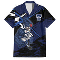 Geelong Football Club Family Matching Off Shoulder Short Dress and Hawaiian Shirt Cats Muscular Mascot Graphic - Abstract Paint Splatter Art