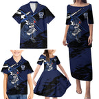 Geelong Football Club Family Matching Puletasi and Hawaiian Shirt Cats Muscular Mascot Graphic - Abstract Paint Splatter Art