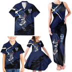 Geelong Football Club Family Matching Tank Maxi Dress and Hawaiian Shirt Cats Muscular Mascot Graphic - Abstract Paint Splatter Art