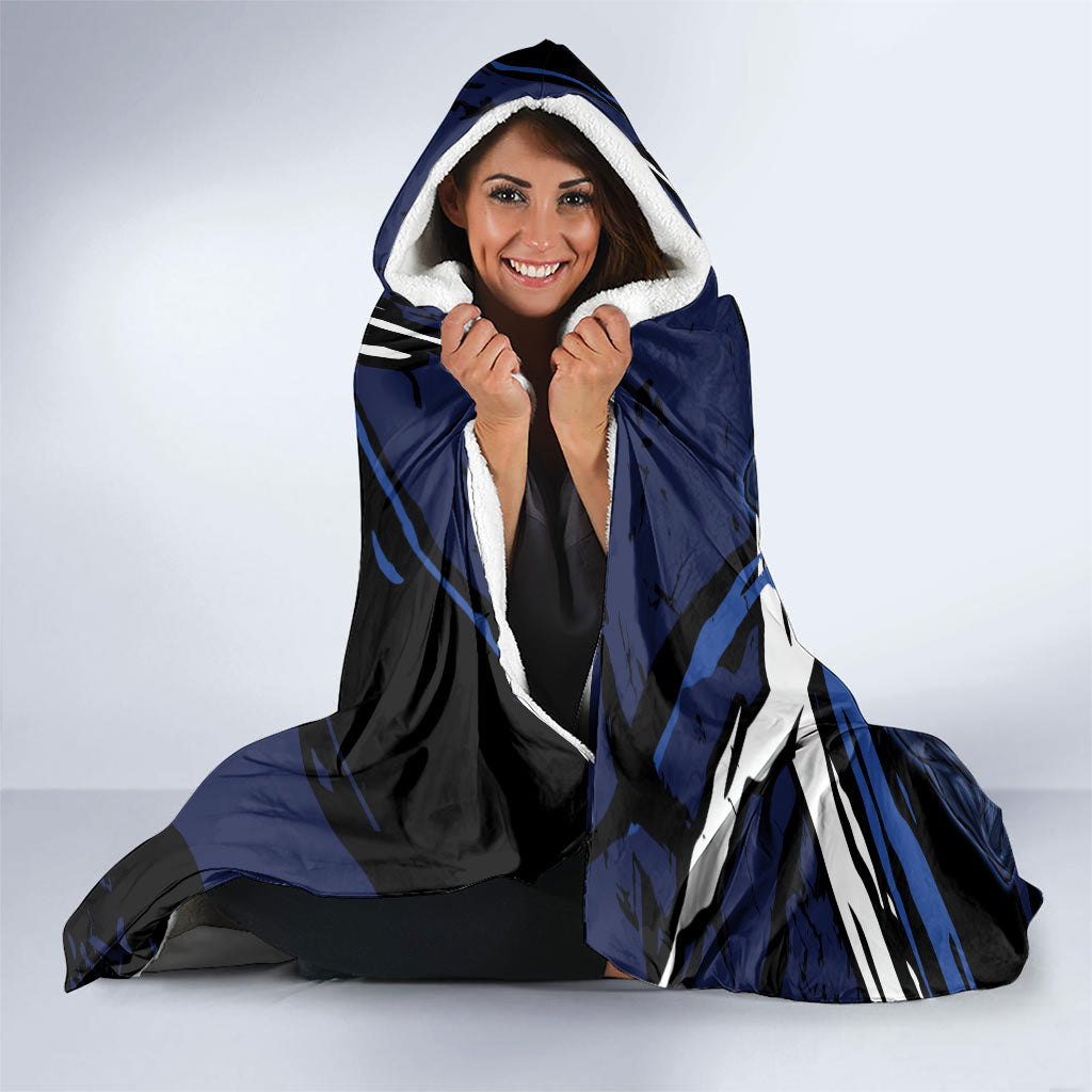 Geelong Football Club Hooded Blanket Cats Muscular Mascot Graphic - Abstract Paint Splatter Art