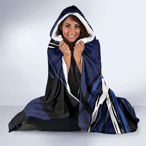 Geelong Football Club Hooded Blanket Cats Muscular Mascot Graphic - Abstract Paint Splatter Art