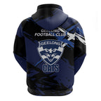 Geelong Football Club Hoodie Cats Muscular Mascot Graphic - Abstract Paint Splatter Art