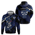 Geelong Football Club Hoodie Cats Muscular Mascot Graphic - Abstract Paint Splatter Art