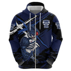 Geelong Football Club Hoodie Cats Muscular Mascot Graphic - Abstract Paint Splatter Art