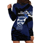Geelong Football Club Hoodie Dress Cats Muscular Mascot Graphic - Abstract Paint Splatter Art