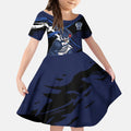 Geelong Football Club Kid Short Sleeve Dress Cats Muscular Mascot Graphic - Abstract Paint Splatter Art