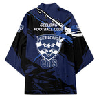 Geelong Football Club Kimono Cats Muscular Mascot Graphic - Abstract Paint Splatter Art
