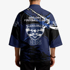Geelong Football Club Kimono Cats Muscular Mascot Graphic - Abstract Paint Splatter Art