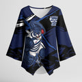 Geelong Football Club Kimono Sleeve Blouse Cats Muscular Mascot Graphic - Abstract Paint Splatter Art