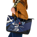 Geelong Football Club Leather Tote Bag Cats Muscular Mascot Graphic - Abstract Paint Splatter Art