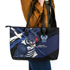 Geelong Football Club Leather Tote Bag Cats Muscular Mascot Graphic - Abstract Paint Splatter Art