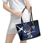 Geelong Football Club Leather Tote Bag Cats Muscular Mascot Graphic - Abstract Paint Splatter Art