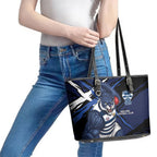 Geelong Football Club Leather Tote Bag Cats Muscular Mascot Graphic - Abstract Paint Splatter Art