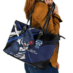 Geelong Football Club Leather Tote Bag Cats Muscular Mascot Graphic - Abstract Paint Splatter Art