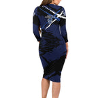 Geelong Football Club Long Sleeve Bodycon Dress Cats Muscular Mascot Graphic - Abstract Paint Splatter Art