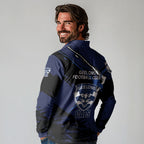 Geelong Football Club Long Sleeve Polo Shirt Cats Muscular Mascot Graphic - Abstract Paint Splatter Art