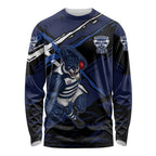 Geelong Football Club Long Sleeve Shirt Cats Muscular Mascot Graphic - Abstract Paint Splatter Art