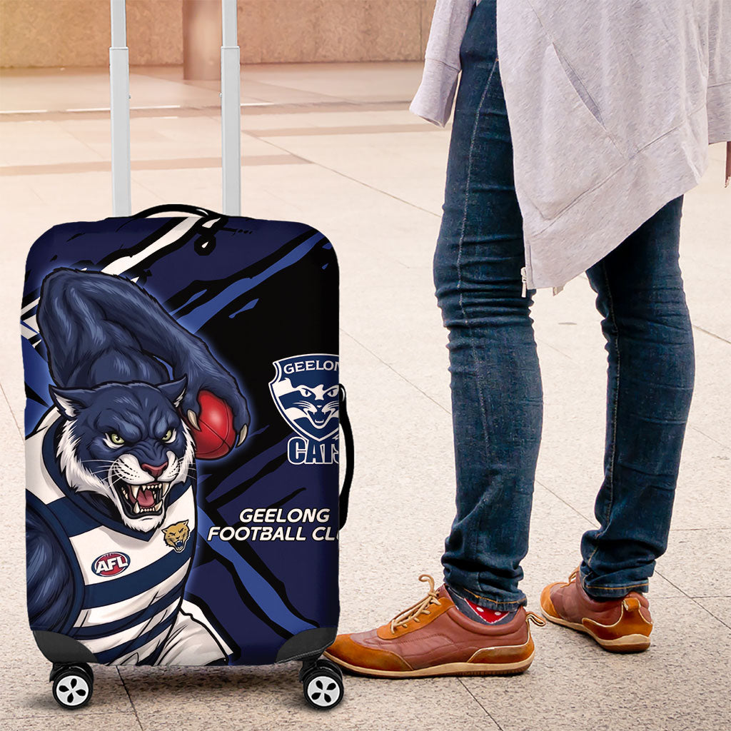 Geelong Football Club Luggage Cover Cats Muscular Mascot Graphic - Abstract Paint Splatter Art
