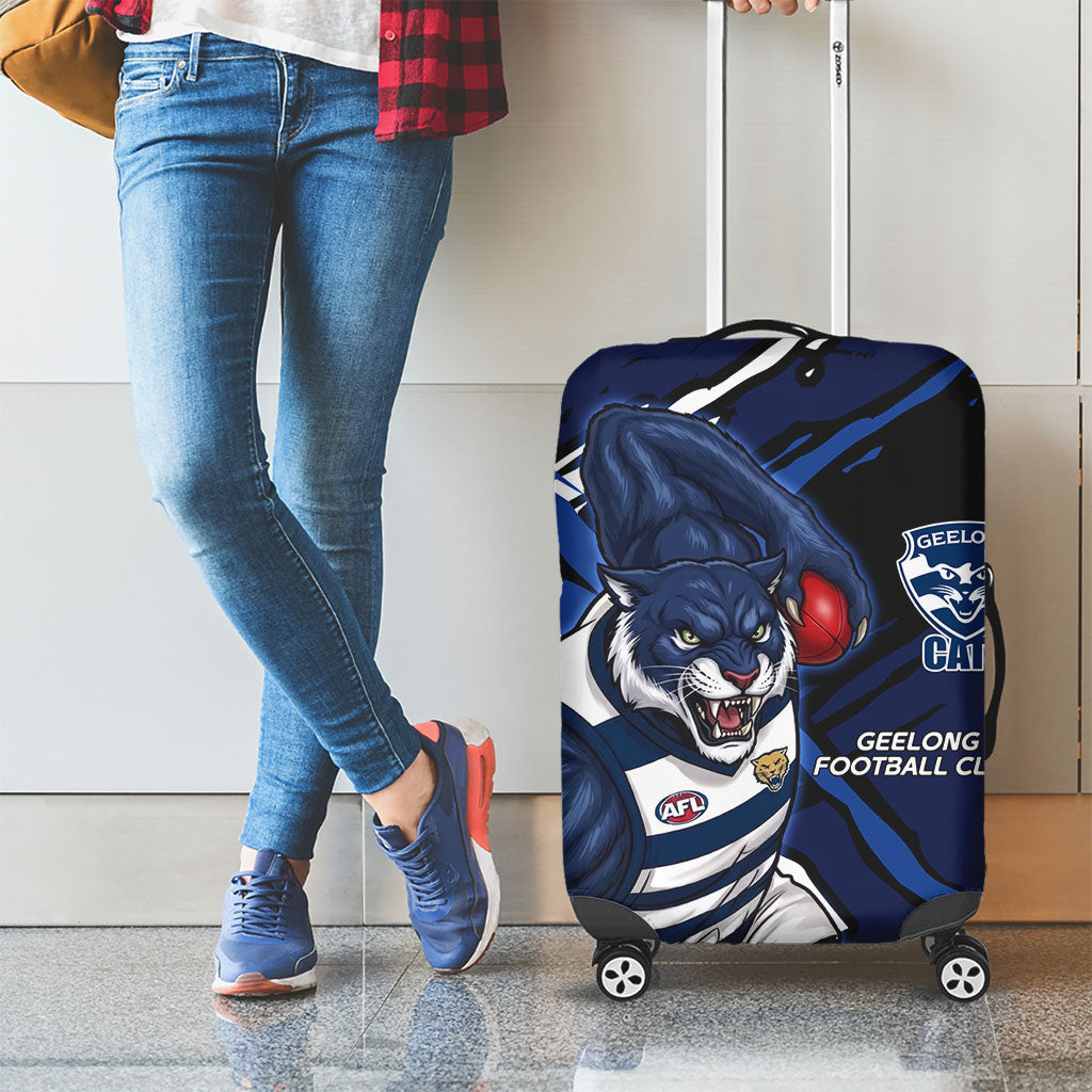 Geelong Football Club Luggage Cover Cats Muscular Mascot Graphic - Abstract Paint Splatter Art
