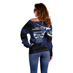 Geelong Football Club Off Shoulder Sweater Cats Muscular Mascot Graphic - Abstract Paint Splatter Art
