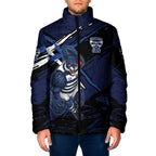 Geelong Football Club Padded Jacket Cats Muscular Mascot Graphic - Abstract Paint Splatter Art