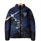 Geelong Football Club Padded Jacket Cats Muscular Mascot Graphic - Abstract Paint Splatter Art