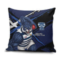 Geelong Football Club Pillow Cover Cats Muscular Mascot Graphic - Abstract Paint Splatter Art