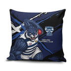Geelong Football Club Pillow Cover Cats Muscular Mascot Graphic - Abstract Paint Splatter Art
