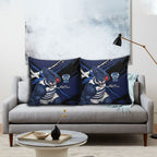 Geelong Football Club Pillow Cover Cats Muscular Mascot Graphic - Abstract Paint Splatter Art