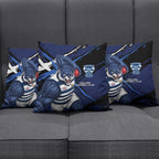 Geelong Football Club Pillow Cover Cats Muscular Mascot Graphic - Abstract Paint Splatter Art
