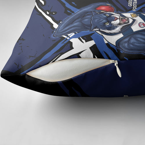 Geelong Football Club Pillow Cover Cats Muscular Mascot Graphic - Abstract Paint Splatter Art