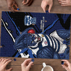Geelong Football Club Puzzle Cats Muscular Mascot Graphic - Abstract Paint Splatter Art