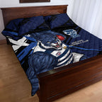 Geelong Football Club Quilt Bed Set Cats Muscular Mascot Graphic - Abstract Paint Splatter Art