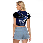 Geelong Football Club Raglan Cropped T Shirt Cats Muscular Mascot Graphic - Abstract Paint Splatter Art