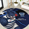 Geelong Football Club Round Carpet Cats Muscular Mascot Graphic - Abstract Paint Splatter Art