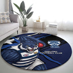 Geelong Football Club Round Carpet Cats Muscular Mascot Graphic - Abstract Paint Splatter Art