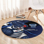 Geelong Football Club Round Carpet Cats Muscular Mascot Graphic - Abstract Paint Splatter Art
