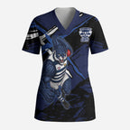 Geelong Football Club Scrub Top Cats Muscular Mascot Graphic - Abstract Paint Splatter Art