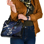 Geelong Football Club Shoulder Handbag Cats Muscular Mascot Graphic - Abstract Paint Splatter Art