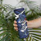 Geelong Football Club Skinny Tumbler Cats Muscular Mascot Graphic - Abstract Paint Splatter Art