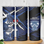 Geelong Football Club Skinny Tumbler Cats Muscular Mascot Graphic - Abstract Paint Splatter Art