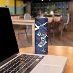 Geelong Football Club Skinny Tumbler Cats Muscular Mascot Graphic - Abstract Paint Splatter Art