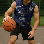 Geelong Football Club Sleeveless Hoodie Cats Muscular Mascot Graphic - Abstract Paint Splatter Art