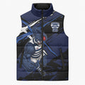 Geelong Football Club Sleeveless Puffer Jacket Cats Muscular Mascot Graphic - Abstract Paint Splatter Art