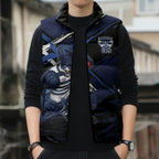 Geelong Football Club Sleeveless Puffer Jacket Cats Muscular Mascot Graphic - Abstract Paint Splatter Art